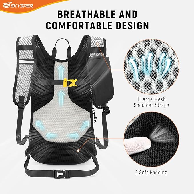 SKYSPER 15L Hiking Backpack Small Travel Daypack Breathable Lightweight Day Hike Bag with Shoulder Pocket Women Men