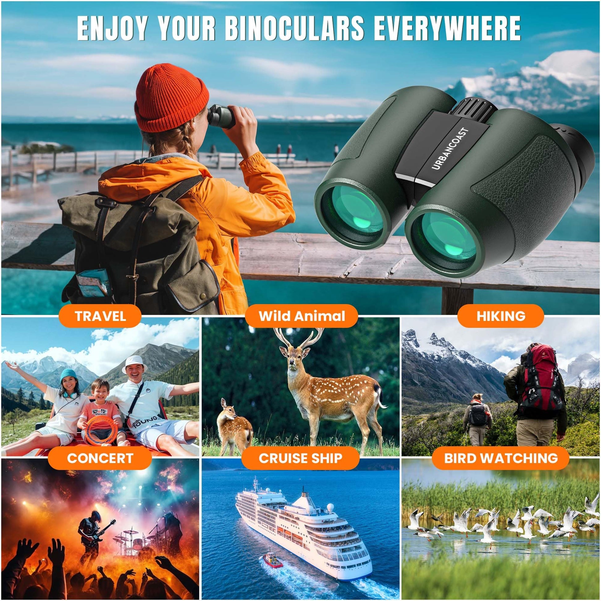 12x32 Compact Binoculars for Adults High Powered, Large View & Super Bright