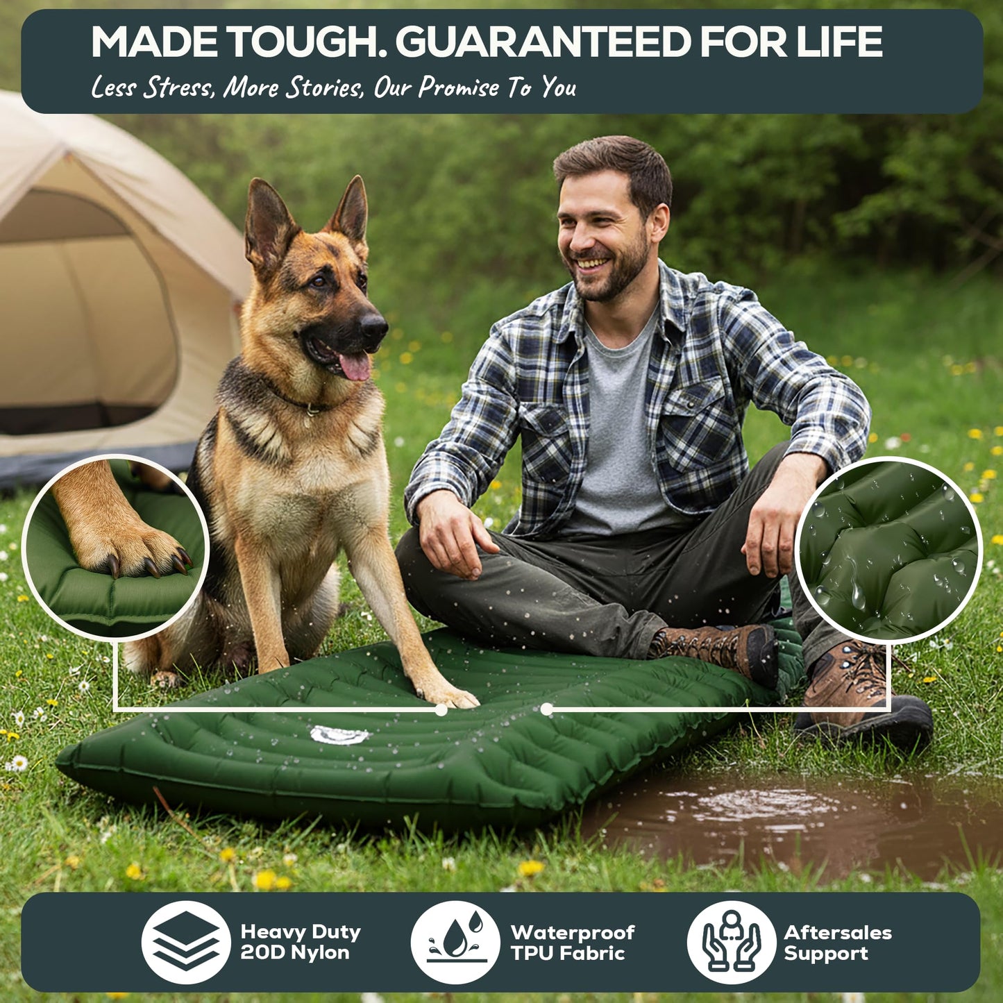 Gear Doctors® Ether 17.5oz Ultralight Camping Sleeping Pad – Backpacking Air Mattress – Camping