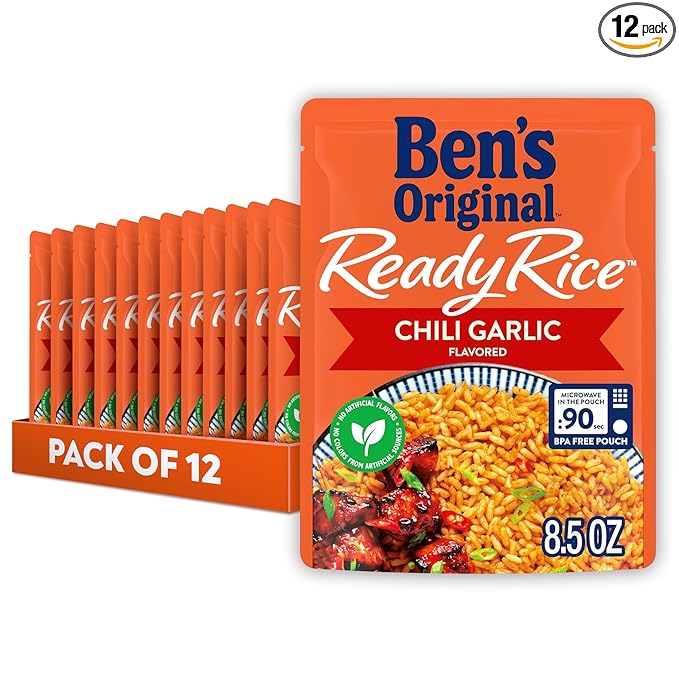 Ben?™s Original Ready Rice Chili Garlic Flavored Rice, Easy Dinner Side, 8.5 oz Pouch (Pack of 12)
