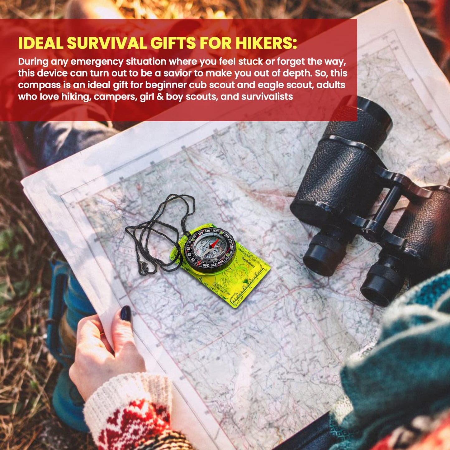 Orienteering Compass Advanced Scout for Hiking Camping Navigation Green