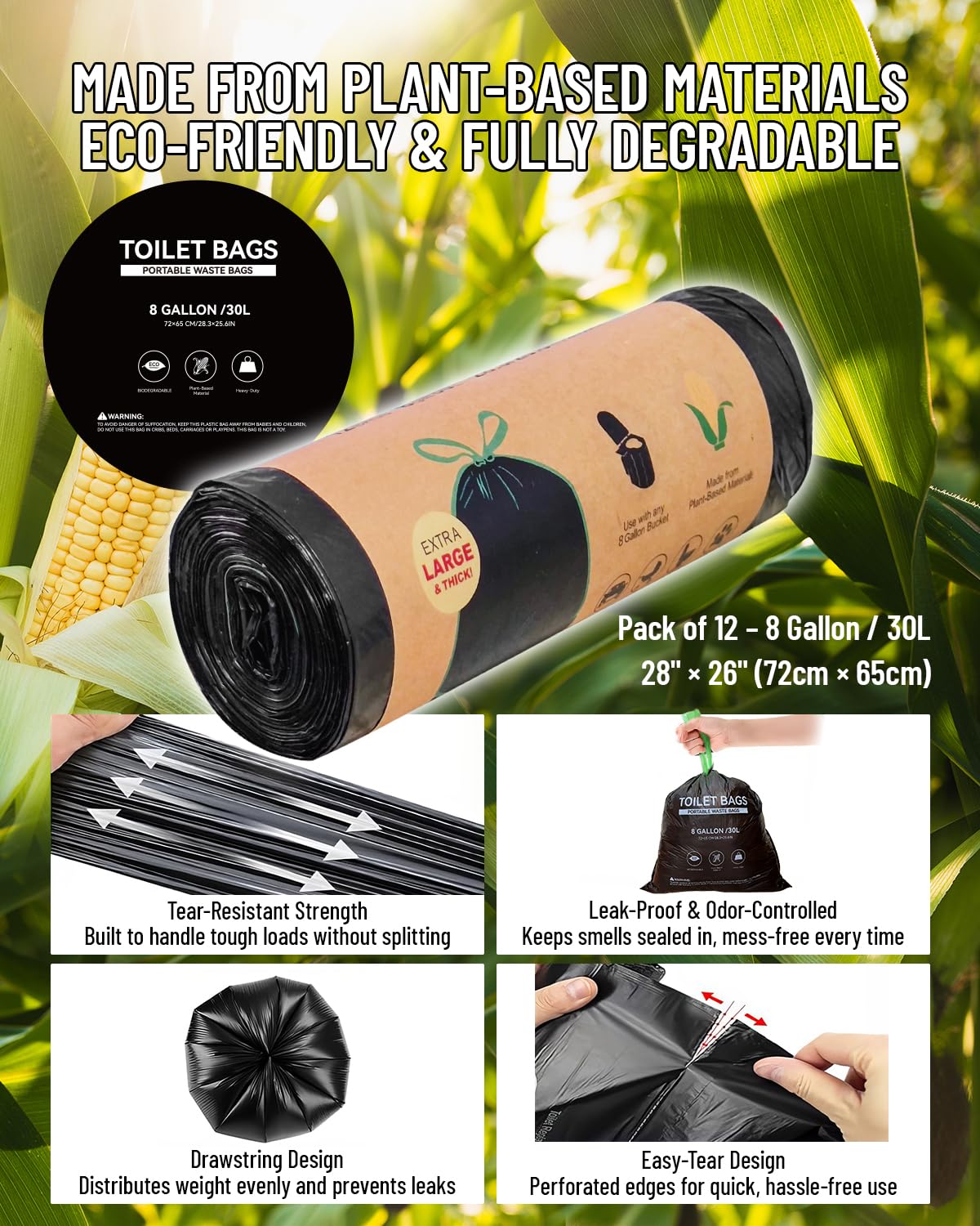 Portable Toilet with Urine Gel & Leak-Proof Bags – Odorless Camping Toilet for Adults & Kids