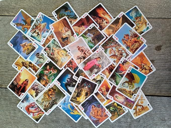 Fantasy SCI FI Playing Cards (Poker Deck 54 Cards All Different) Vintage Retro Comic Posters Illustration by Rowena Morill