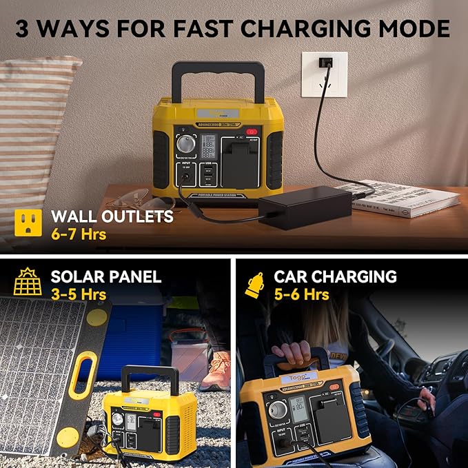 TogoPower Portable Power Station 300W, Outdoor Solar Generator (Solar Panel Not Included) 231Wh Backup Lithium Battery, 120V Pure Sine Wave AC Outlet for Camping Travel Hunting Blackout Home Emergency