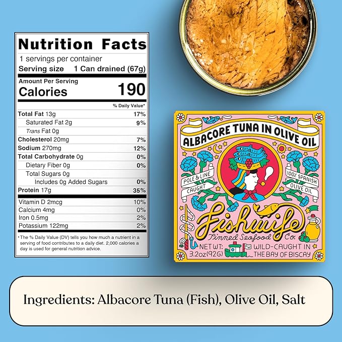 Fishwife Albacore Tuna in Olive Oil 3-Pack (3.2 Ounce) | MSC-Certified Sustainable Seafood, Gluten Free, High Protein, Omega-3s | Hand-Packed with Spanish Olive Oil and Salt