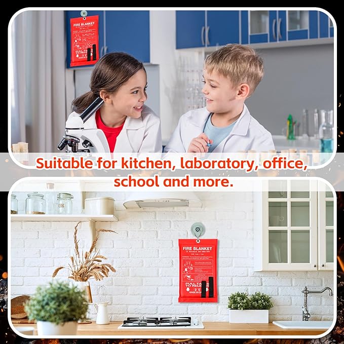 Macarrie 30 Pack 39??x 39??Fire Blanket Emergency for Home and Kitchen Safety Suppression Blanket Fiberglass Fireproof Survival for Fireplace Car Office Camping (Red)