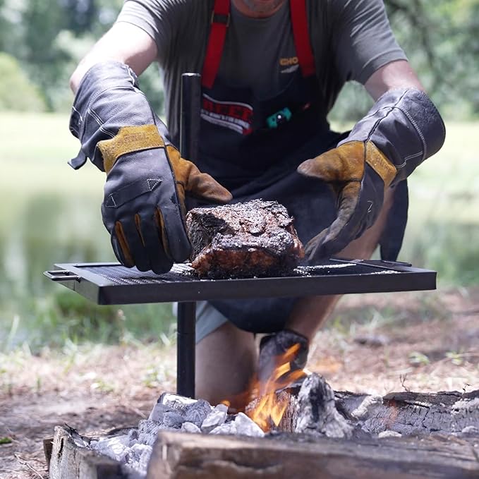GameMaker Open Fire Cooking Grill ??Portable Campfire Grill for Open Flame Cooking, Firepits, Outdoor Fire Rings & Camping ??Heavy-Duty, Easy Setup & Adjustable Height