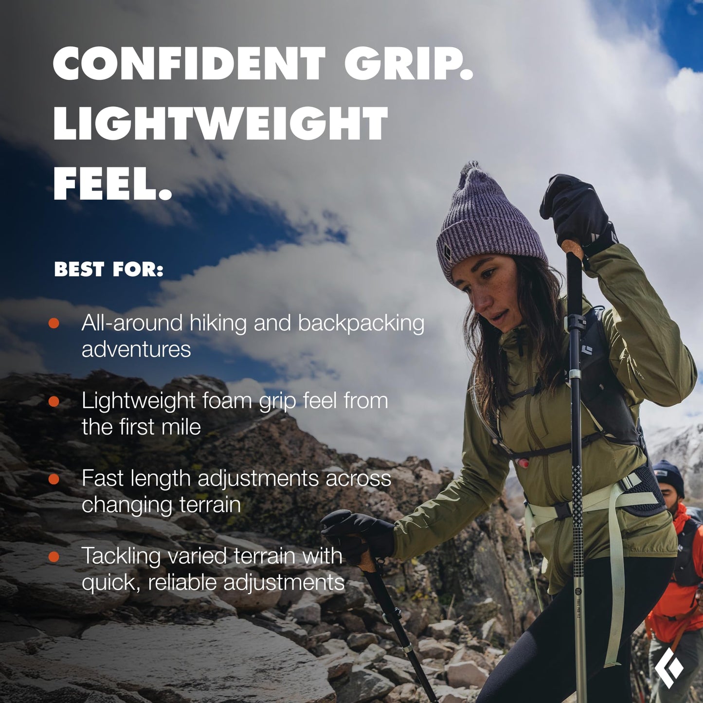 BLACK DIAMOND Trail Trekking Poles Aluminum (Pair), Granite