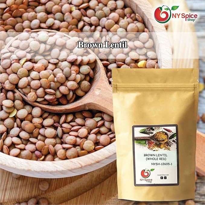 NY SPICE SHOP BROWN LENTIL (WHOLE RED) ??3 lbs. (Pound) Desi Masoor (Masur) Whole - Brown Lentils (Lens esculenta) -Dry Raw Lentils - Good Source of Fiber & Protein ??Lentils for Soup, Stews & Curry.