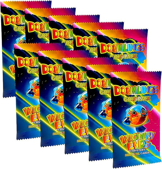 Doomlings Card Game: Imaginary Ends Expansion - Collectible Mystery Holofoils Gold Pack | Strategy Game for Kids, Teens & Adults | 2-6 Players, Ages 7+ (70 Holofoils)