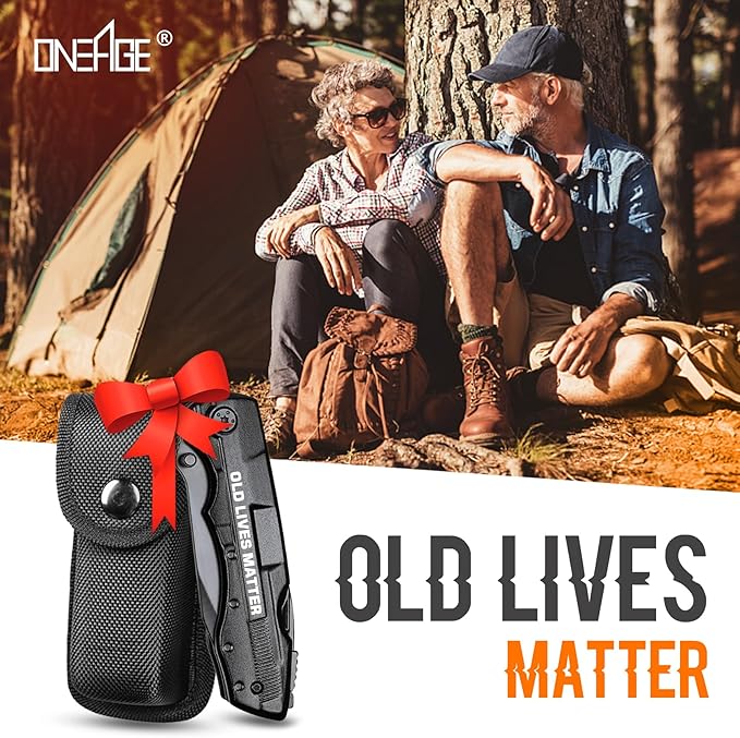 Old Lives Matter Multitool Knife - Funny Retirement Gifts for Men 2024 - Gag Birthday Gifts for Dad,Grandpa,Old Man,Coworkers,Friend,Teacher,Best Retirement Gifts,Stocking Stuffers for Men