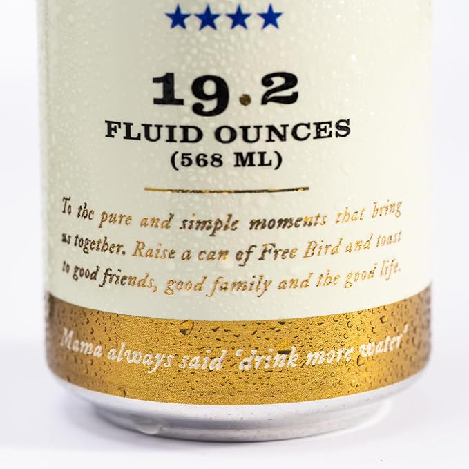 Free Bird, Sparkling Southern Spring Water, 12-Pack (19.2oz Tallboy Cans) ??Unflavored Carbonated Zero Sugar, Crisp & Bubbly, Blue Ridge Mountain Water