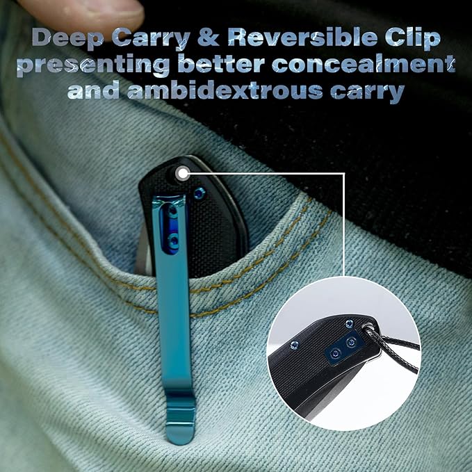 Axis Lock Folding Pocket Knife with Clip, 3.46" D2 Steel Drop Point Blade and G10 Handle, Crossbar Lock Knives for Men Women Camping Hiking Survival Pocketknife