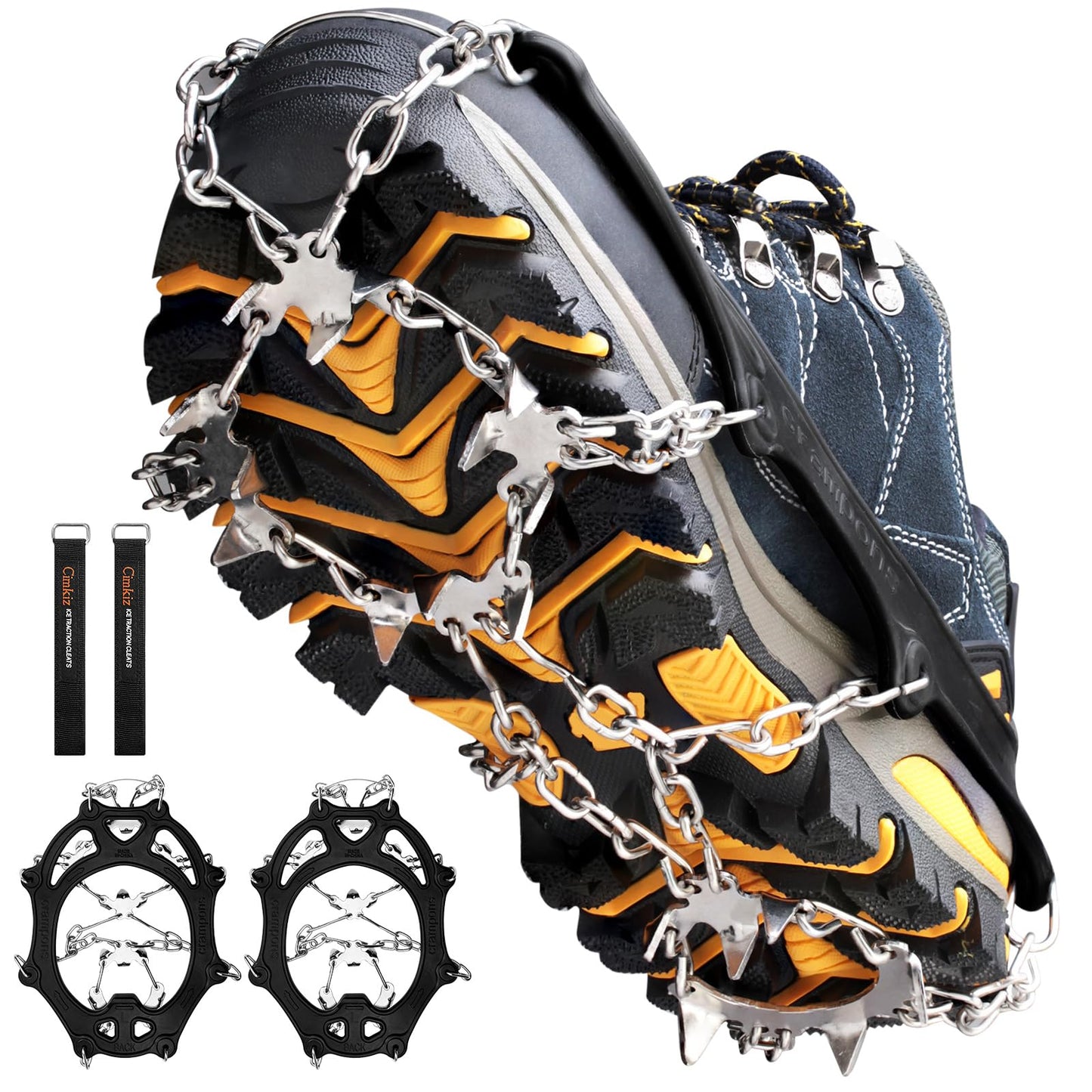 Crampons Ice Cleats Traction Snow Grips for Boots Shoes Women Men Anti Slip 19 Stainless Steel