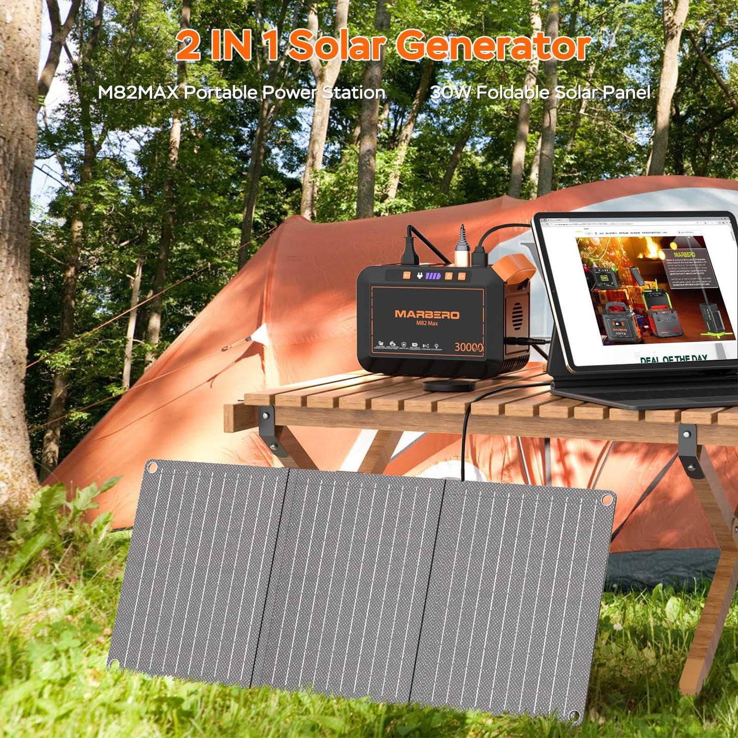 MARBERO 111Wh Solar Generator with Panels Included Solar Panel Kit 30W