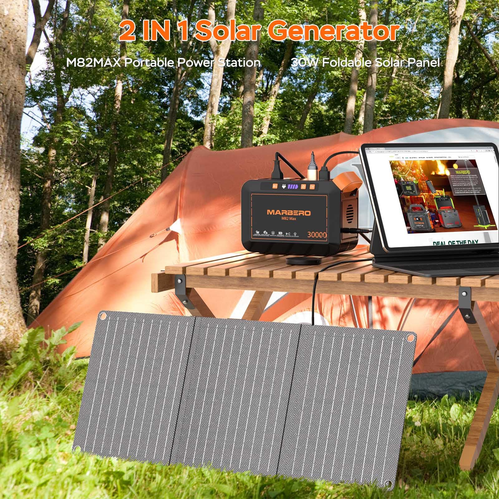 MARBERO 111Wh Solar Generator with Panels Included Solar Panel Kit 30W
