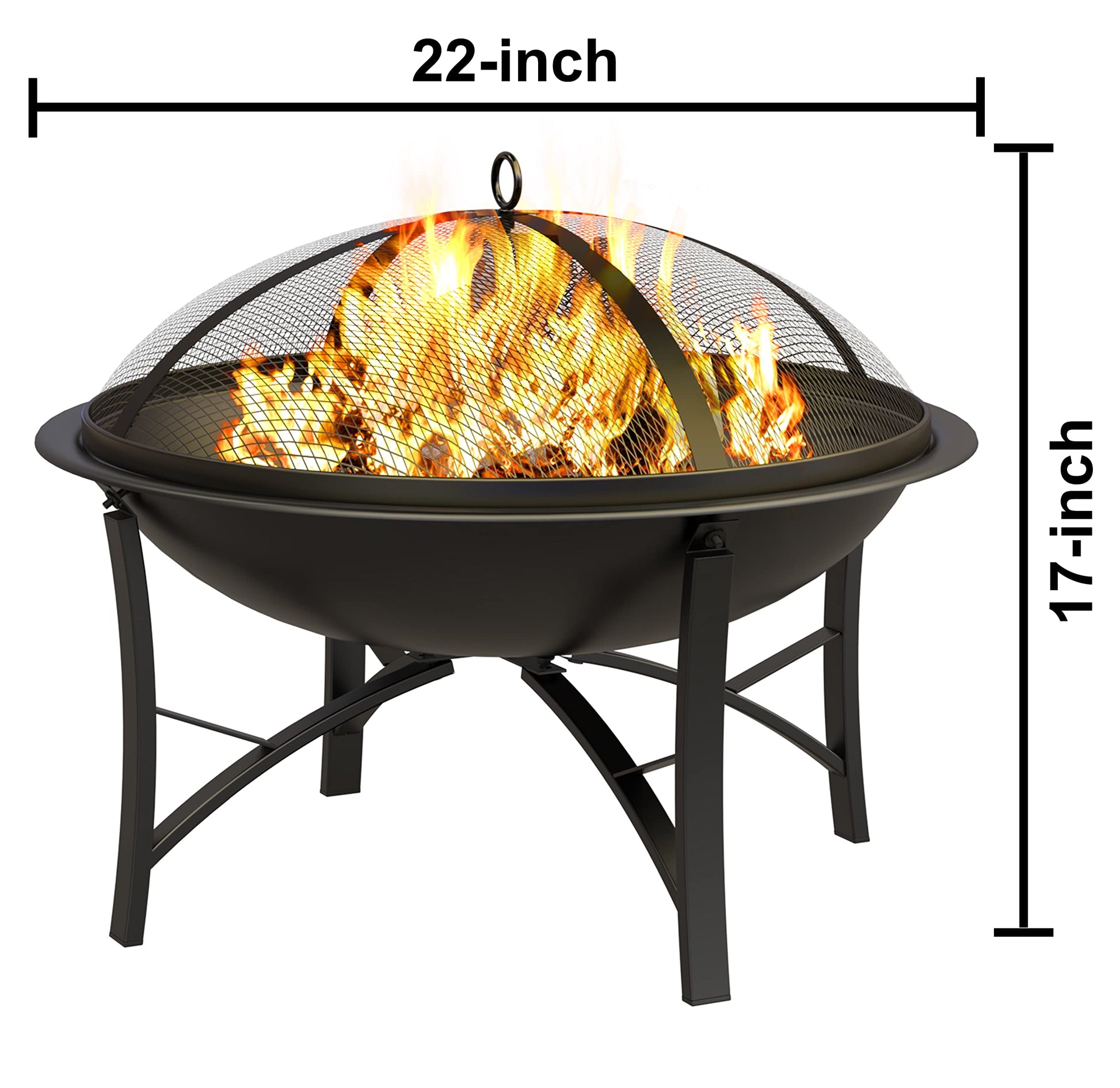 Fire Beauty Fire Pit for Outside Wood Burning,BBQ Grill Steel Fire Bowl with Spark Screen Cover,Log
