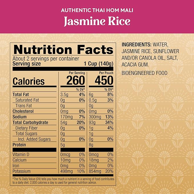 Royal Authentic Thai Hom Mali White Jasmine Rice - Microwave Rice - Dinner Side Dish - (4 Pack) 8.5 oz Pouch