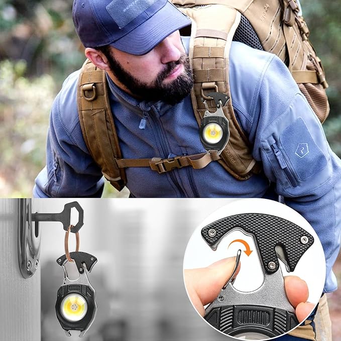 MAKDAK 2PC Keychain Flashlight Rechargeable Cob Keychain Work Light 7 Modes 1600Lumen High Lumen Flashlights for Emergencies,EDC (Black)