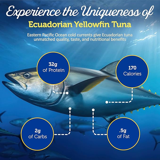 ONBOARD Yellowfin Tuna Fillets, Mediterranean Seafood Diet | Pescatarian Jarred Atun, Fresh Sea Tuna Salad | High in Protein - Healthy Ready-to-Eat Snacks, Packed in Glass Jar | (6 Packs, Peruvian Peppers)