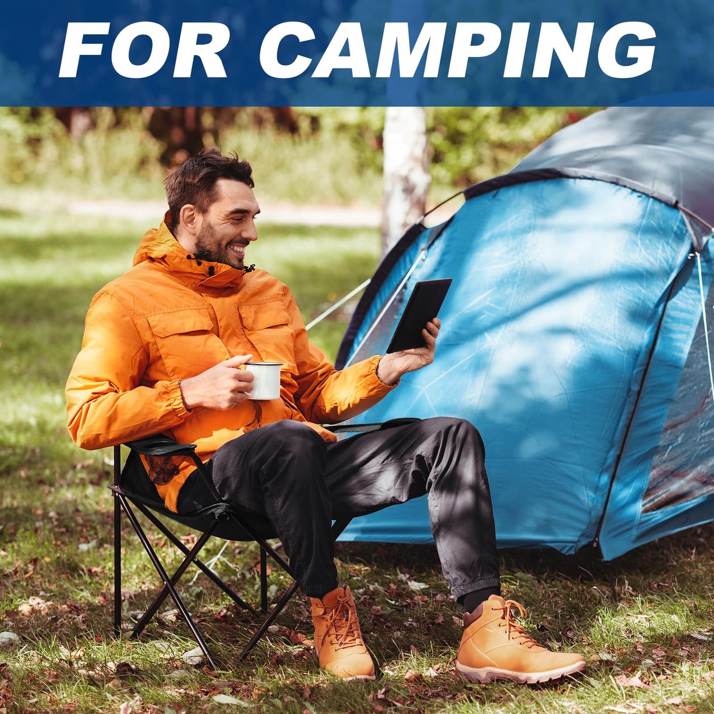 WEIDIORME 2 Pack Lightweight Camping Chairs for Adults & Teens, Capacity Foldable Portable Chairs