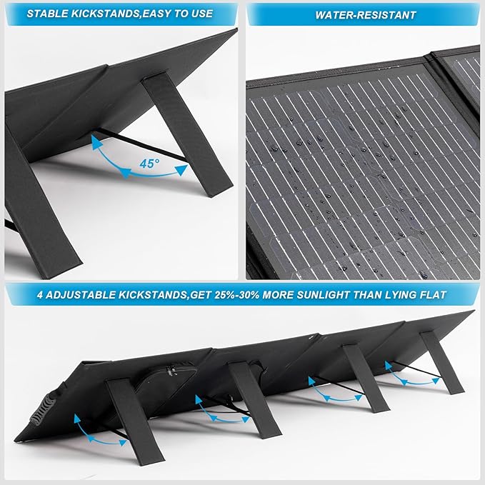100W 12V Foldable Solar Panel ??Monocrystalline Portable Charger for Camping, Laptop & Smartphone with 5V USB & 18V DC Output