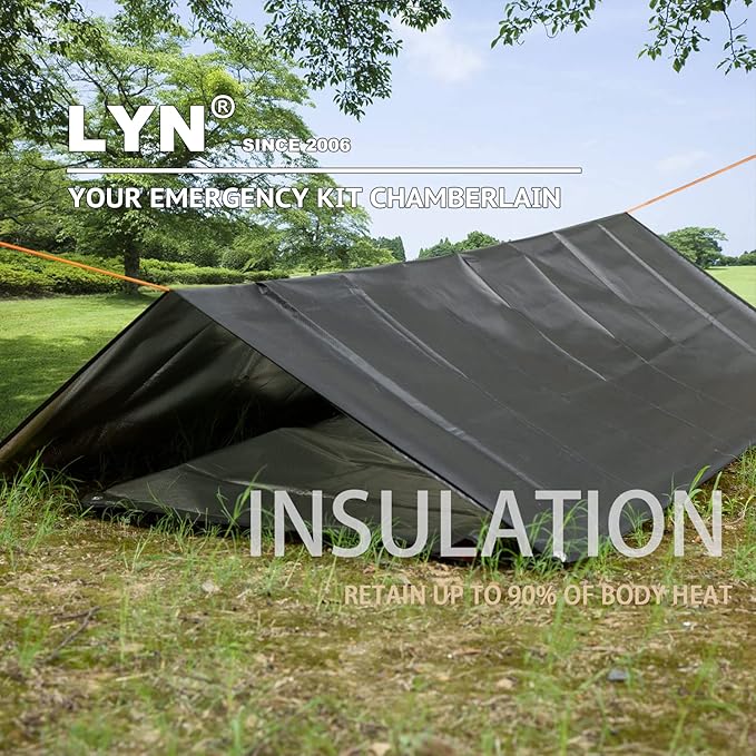 LYN Heavy Duty Emergency Blanket Survival Gear Waterproof Insulated Blanket Emergency Tarp for Camping, Hiking, Bushcraft