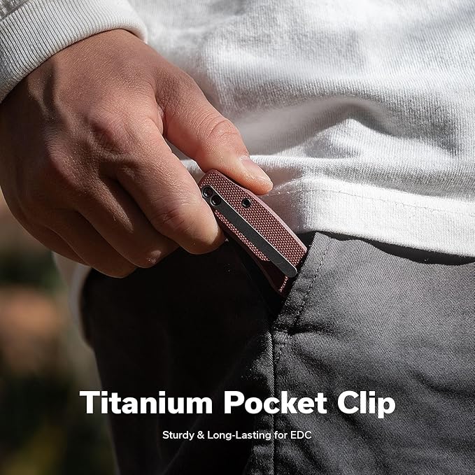 CIVIVI Clingman EDC Pocket Folding Knife with Titanium Reversible Clip, 2.99" Nitro-V Blade G10 Handle Liner Lock Knife, Gift for Men Women C23065-2 (Burgundy)