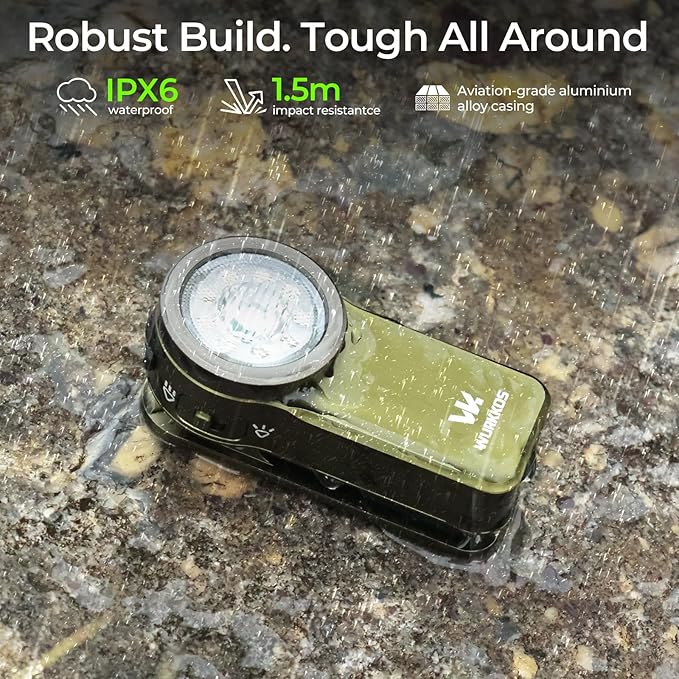 Wurkkos HD03 Rechargeable Flashlights EDC Clip-on Light, Bright 680 Lumens Pocket Flashlight, Combines Spotlight/Floodlight/RGB Light, Magnetic, IPX6 Waterproof for Cycling, Repairing (Olive Green)