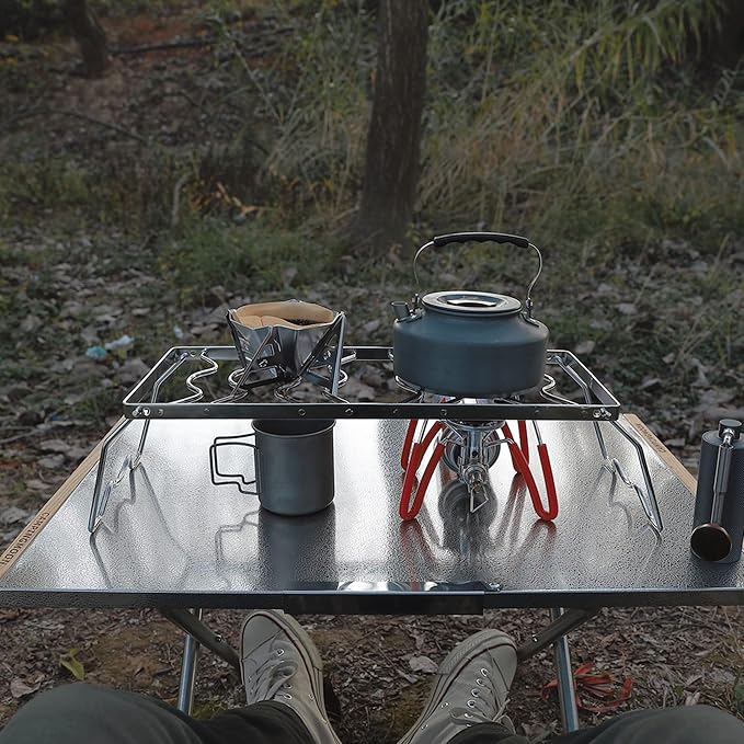 CAMPINGMOON Portable Folding Camping Campfire Grill over Fire Split Stoves 304 Stainless Steel (13.8?™’L (MS-1111))