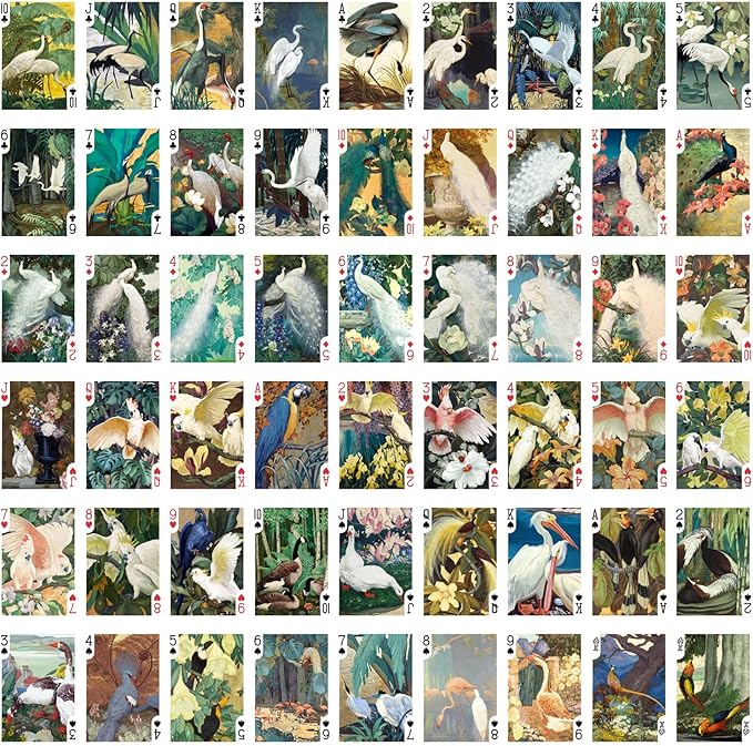 Fantastic Birds Playing Cards (Poker Deck 54 Cards All Different) Vintage Retro Beautiful Birds