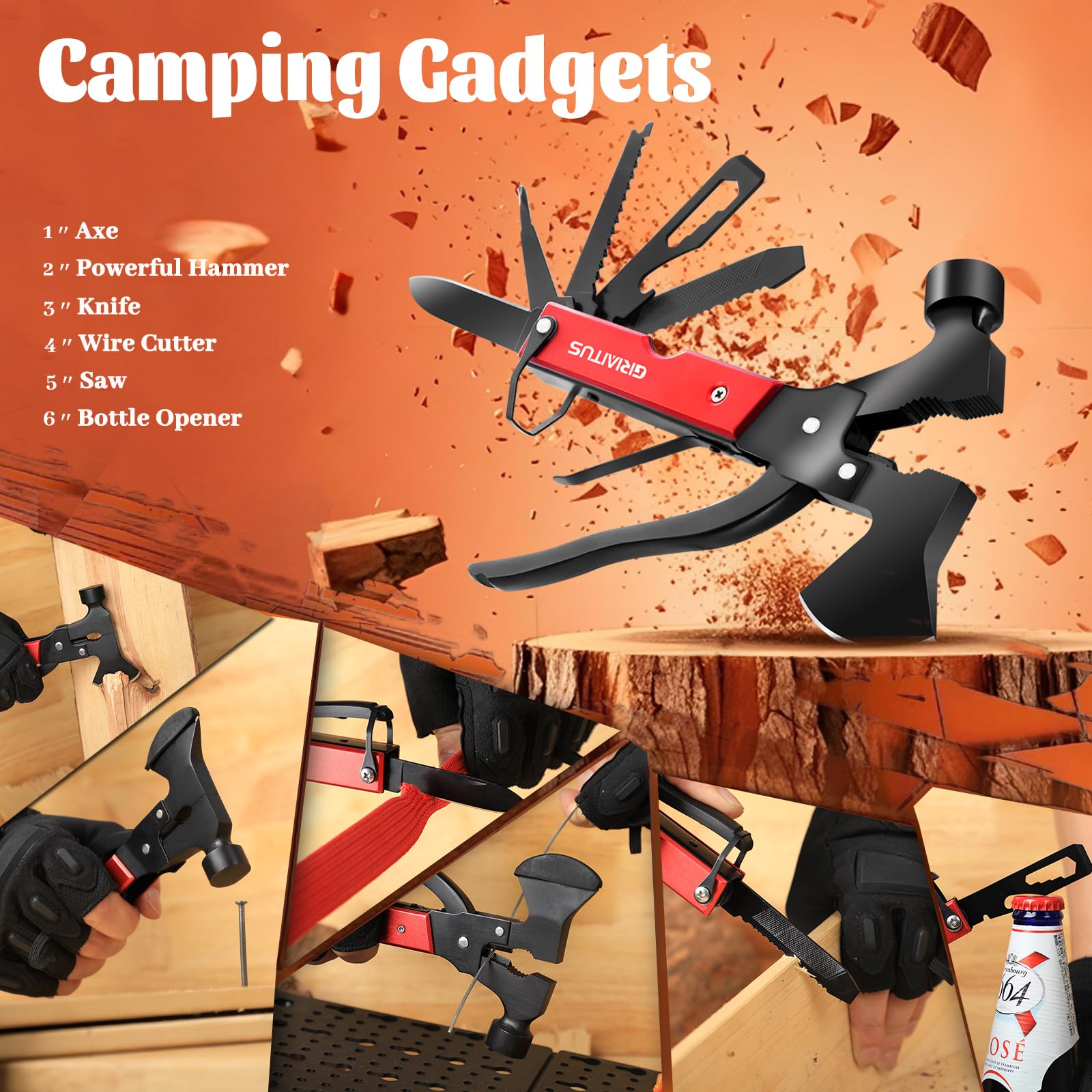 18 in 1 Multitool Camping Accessories Gifts for Men Survival Gear