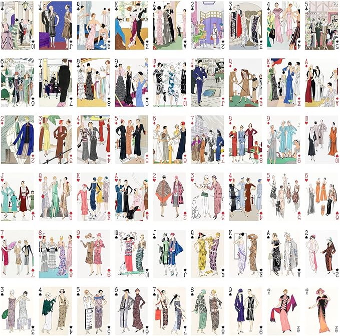 Art Deco Fashion Playing Cards (Poker Deck 54 Cards All Different) Vintage Fashion Belle Epoque Art Deco Posters