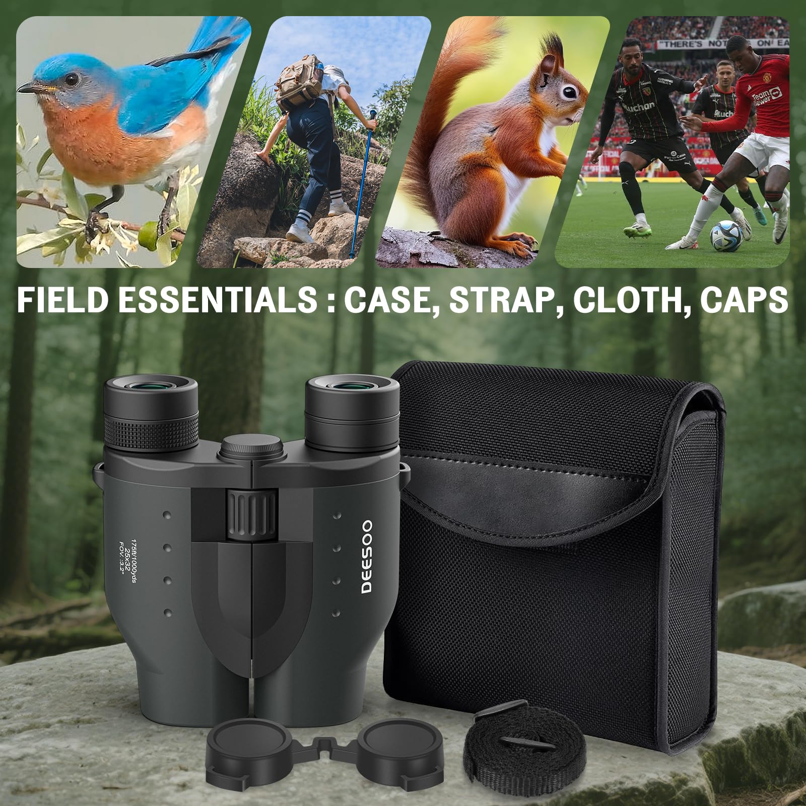 25x32 Compact Bird Watching Binoculars, High Powered for Adults Kids