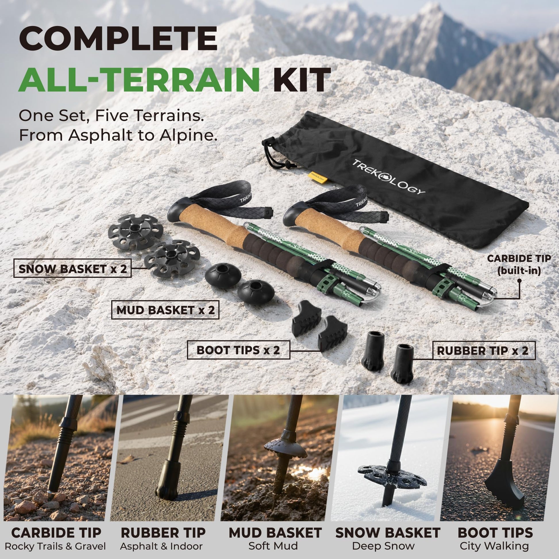 Trekology Trek-Z Collapsible Hiking & Trekking Poles - Balance Support for Seniors, Women, and Men