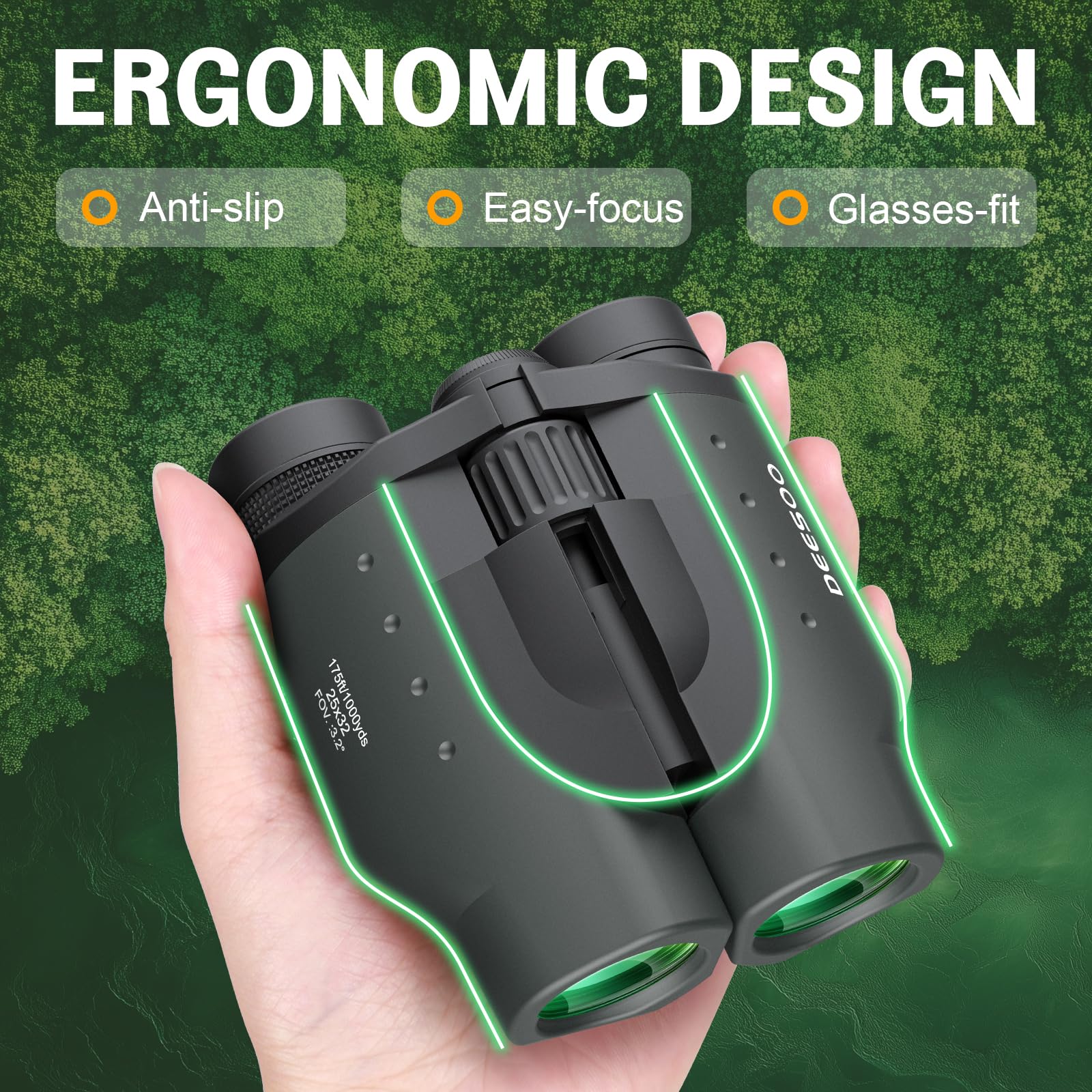 25x32 Compact Bird Watching Binoculars, High Powered for Adults Kids