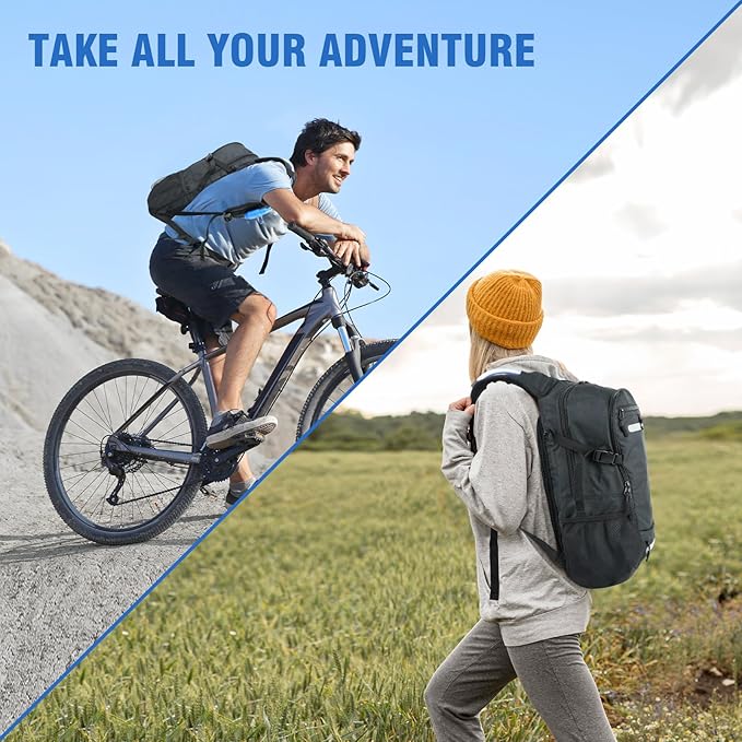 Zavothy 18L Multipurpose Hiking Backpack with 3L Water Bladder ??Durable Hydration Backpack with Insulated Bladder Compartment, Hidden Helmet Holder & Rain Cover ??for Hiking, Commuting, and Camping