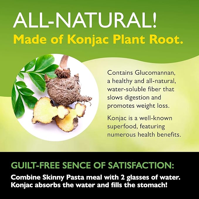 SKINNY PASTA Healthy Konjac Shirataki Rice, Low Carb, Keto, Vegan, Sugar-Free, Gluten-Free, 6 Pack