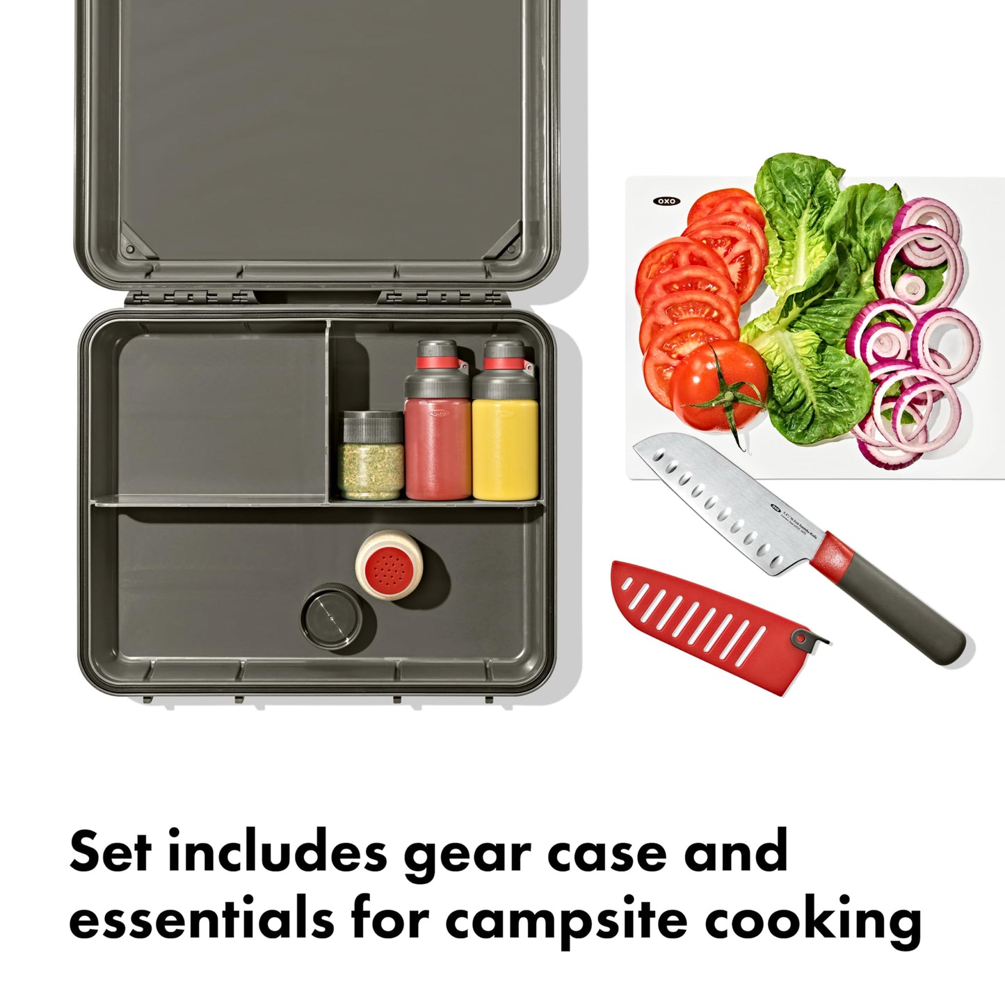 OXO Outdoor Camp Kitchen Prep Set | Camping Cooking Set | Camping Utensils Holder | Camp Cooking