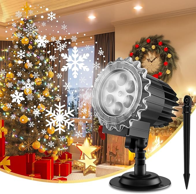 Christmas Snowfall Projector Lights, MILPROX Indoor Outdoor Holiday Snowflake Projector Lights, Clear Rotating Snow Falling Lamp for Halloween Xmas Party Garden Landscape Decoration（Snow Spots）