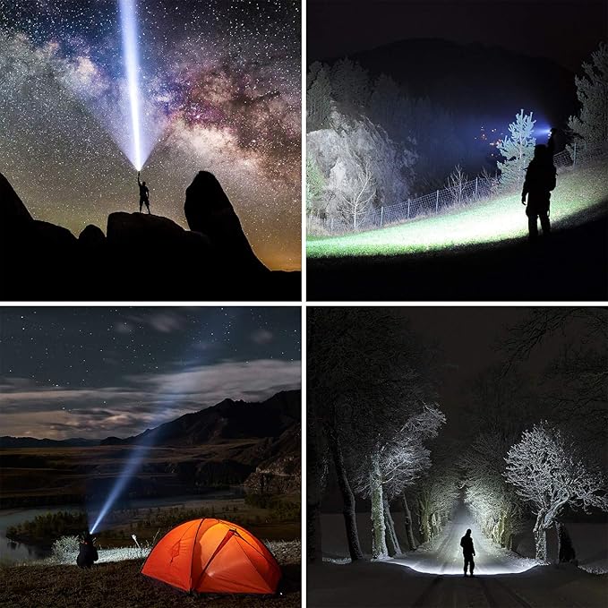 PeakPlus High Powered LED Flashlight LFX2000, Brightest High Lumen Light with 5 Modes, Zoomable and Water Resistant, Best Flashlights for Camping, Dog Walking and Emergency