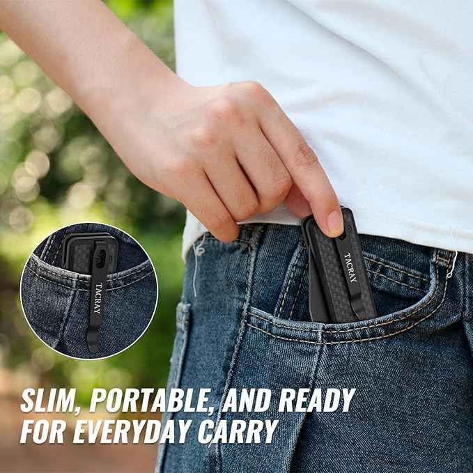 Tarcus Folding Pocket Knife, 3.5" D2 Steel DLC Blade Carbon Fiber Overlay Handle, Lightweight EDC Knife with Crossbar Lock for Men and Women, Ideal for Camping, Hiking, and Survival