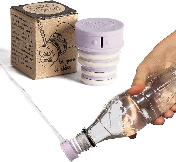 CuloClean Portable Bidet for Toilet, Travel, or Camping. Compatible with Any Plastic Bottle. Discreet, Sanitary or Travel Shower, Attachable Stopper, Backcountry Bidet Nozzle (1pcs Lilac)