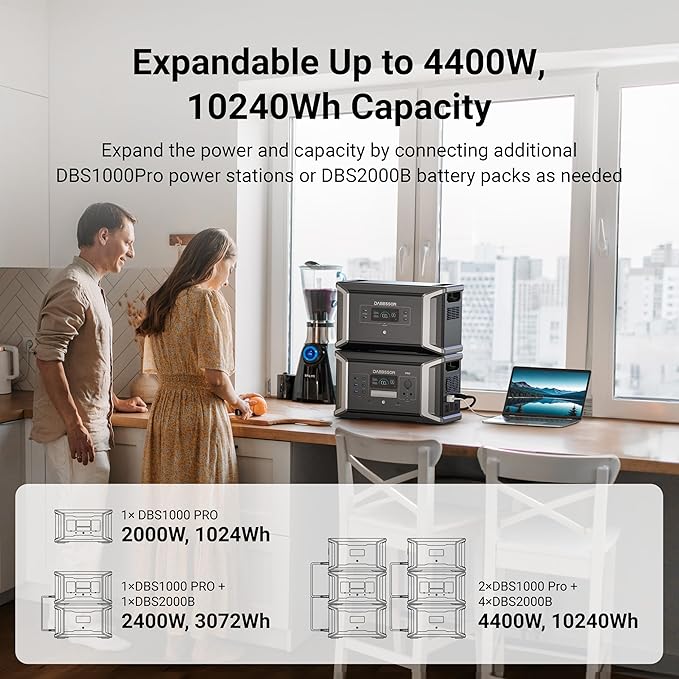 Dabbsson 2000W 1024Wh Solar Generator, Includes 1xDBS1000 Pro Portable Power Station and 1x 210W Solar Panel, Power Station Supports 1200W Fast PV Input for Travel Outdoor Camping and Home Backup