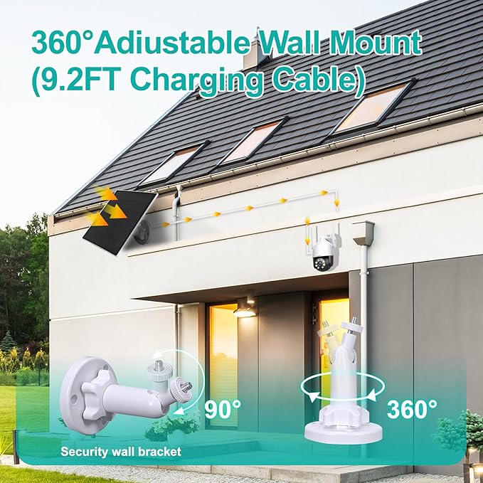 Solar Panel Charger for Tapo Outdoor Camera,USB Solar Panel Compatible with Tapo MagCam C425 C420 C400 2K QHD, Security Camera Solar Panel with 360° Adjustable Angle
