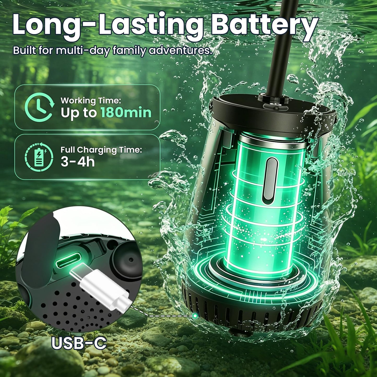 dessports Portable Camping Shower, 6000mAh Rechargeable Outdoor Shower Pump