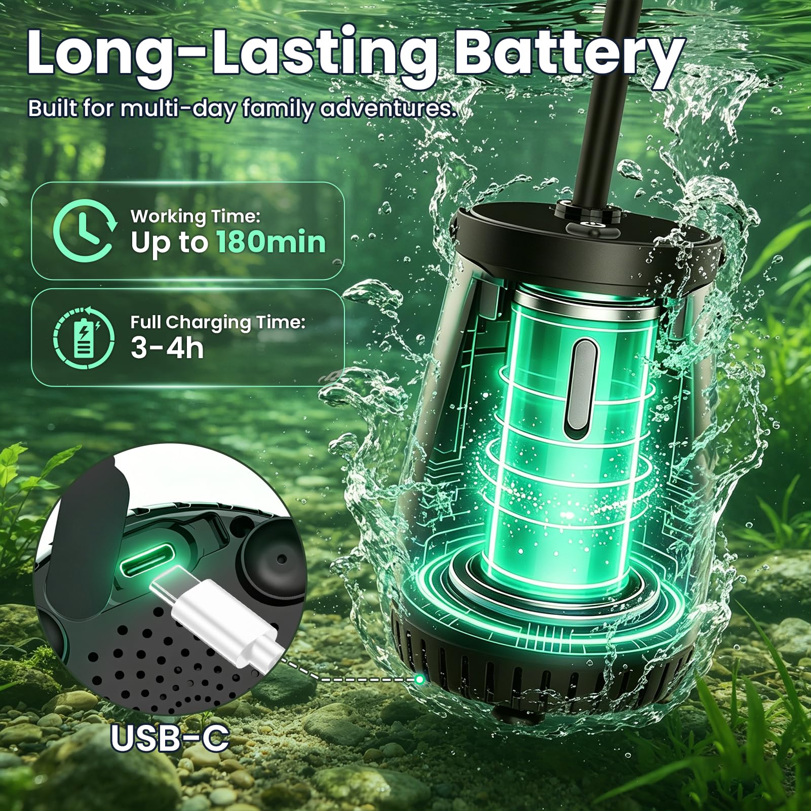 dessports Portable Camping Shower, 6000mAh Rechargeable Outdoor Shower Pump