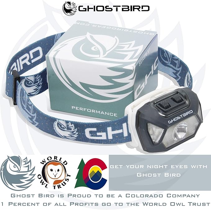 Ghost Bird Seiker X1 Head Lamp - LED Rechargeable Cree XPE - Waterproof IPX7, Freezeproof, Smashproof Perfect for Your Running, Camping, Backpacking, Hunting, and Cycling Adventures