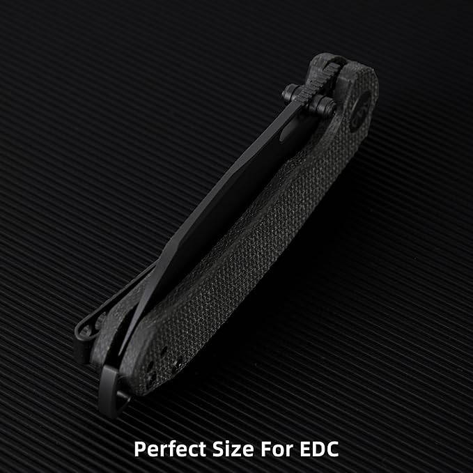 Folding Pocket Knife, 3.1" Stonewash Blade EDC Knife with Safety Liner Lock, Small Pocket Knife with Clip for Men, Sharp Camping Hiking Hunting Survival Knives