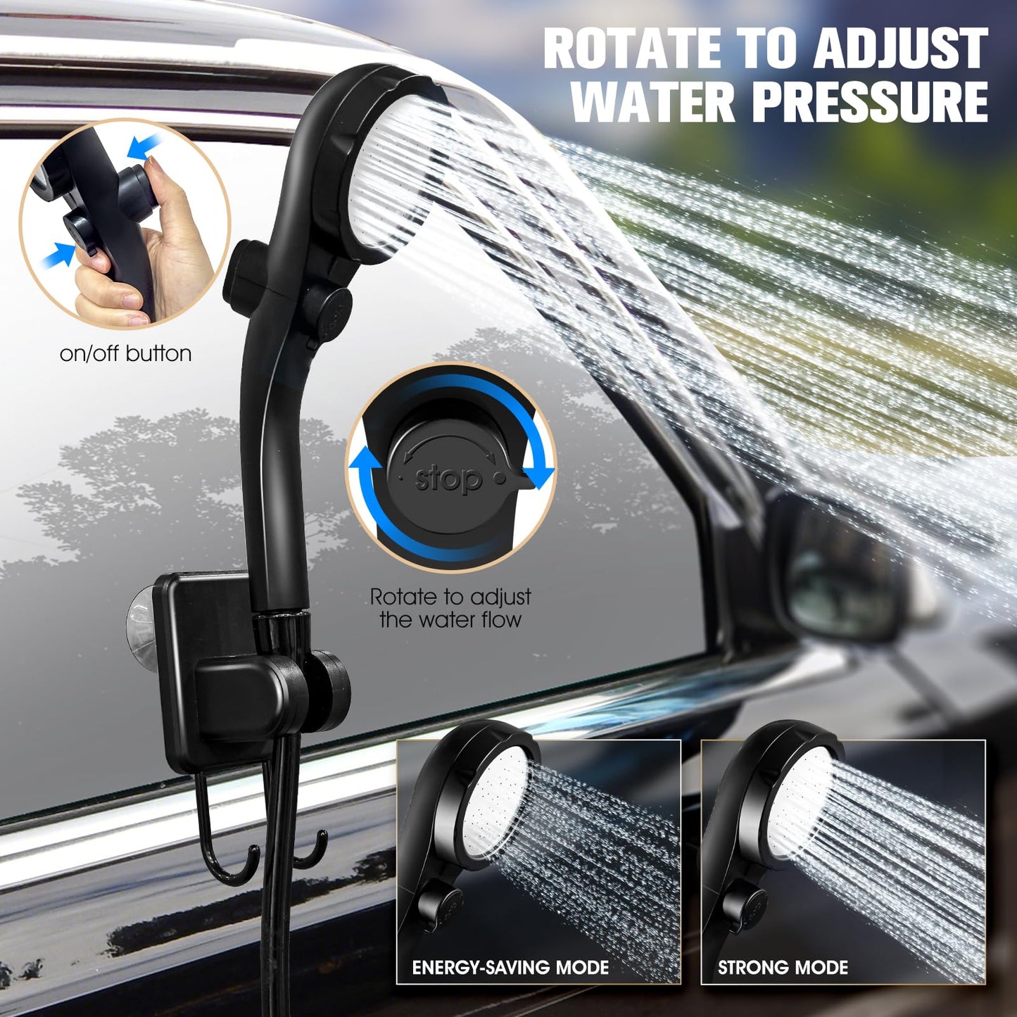 Portable Shower With Heater,6000Mah Battery Powered Portable Shower For Camping With 2000W Auto-Off